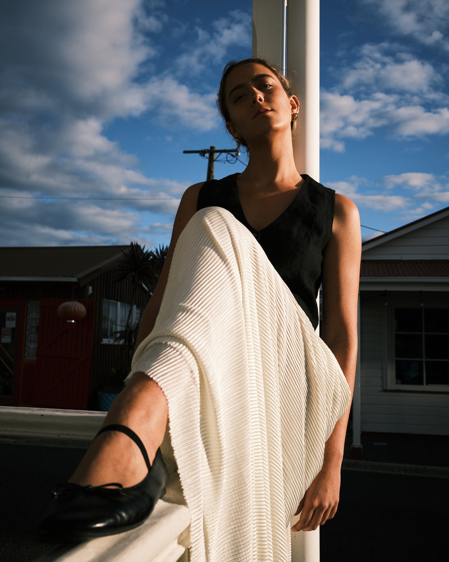 black vest - cotton- linen- women- made in Nz