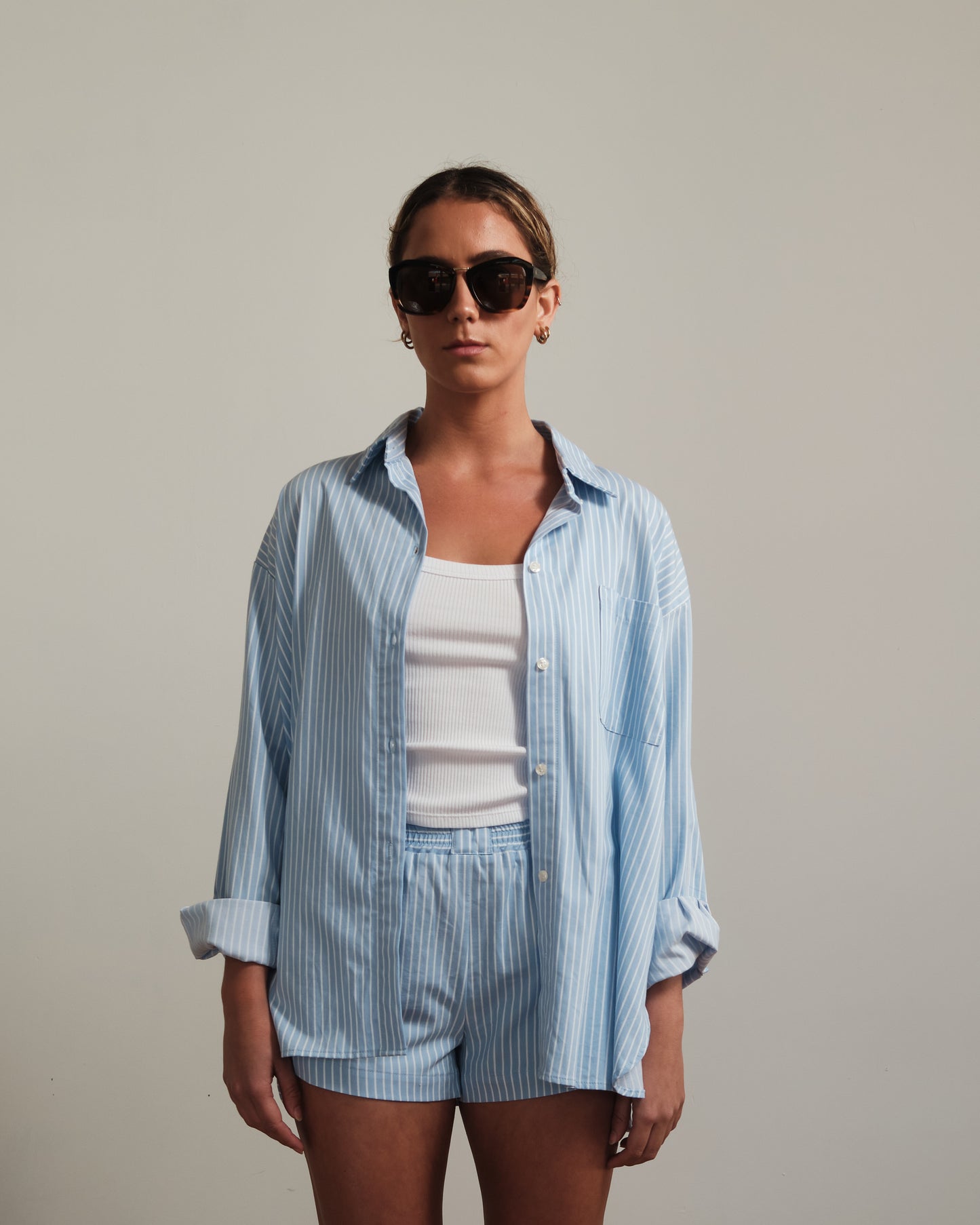 stripes short -cotton - women - made in nz