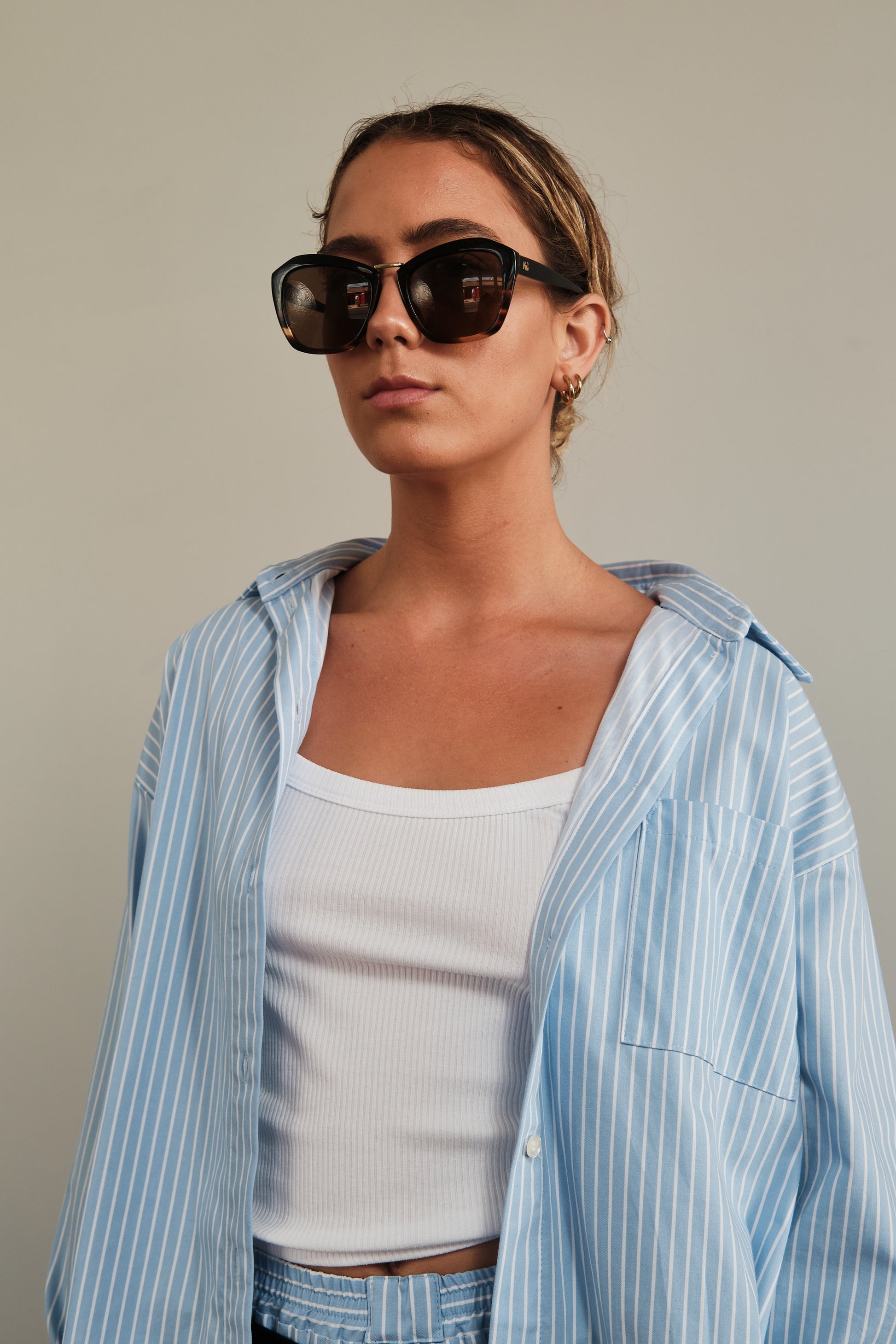 stripes shirt -cotton-women-  made in nz