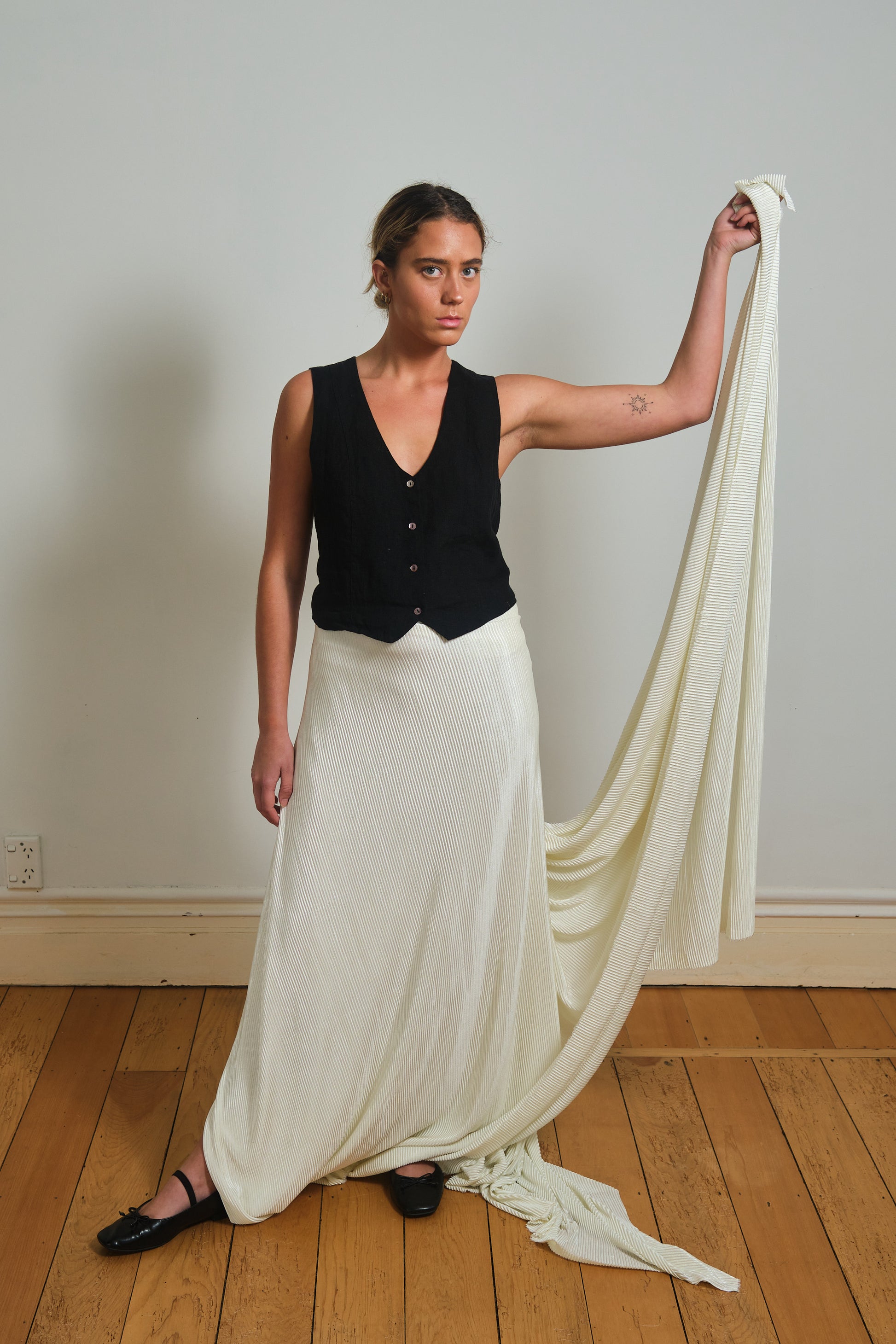 black vest - cotton- linen- women- made in Nz